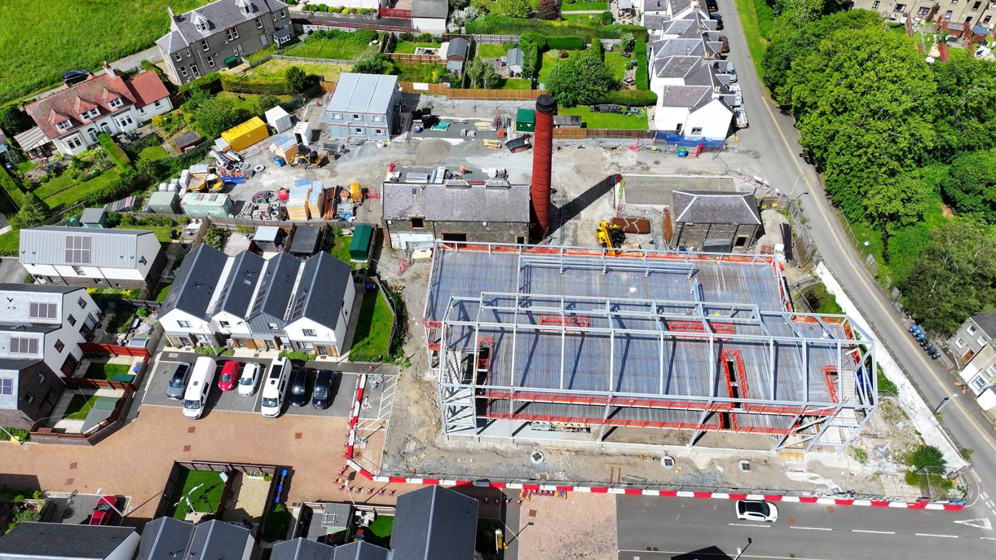 Aerial image of the Caerlee Mill Bike Campus site