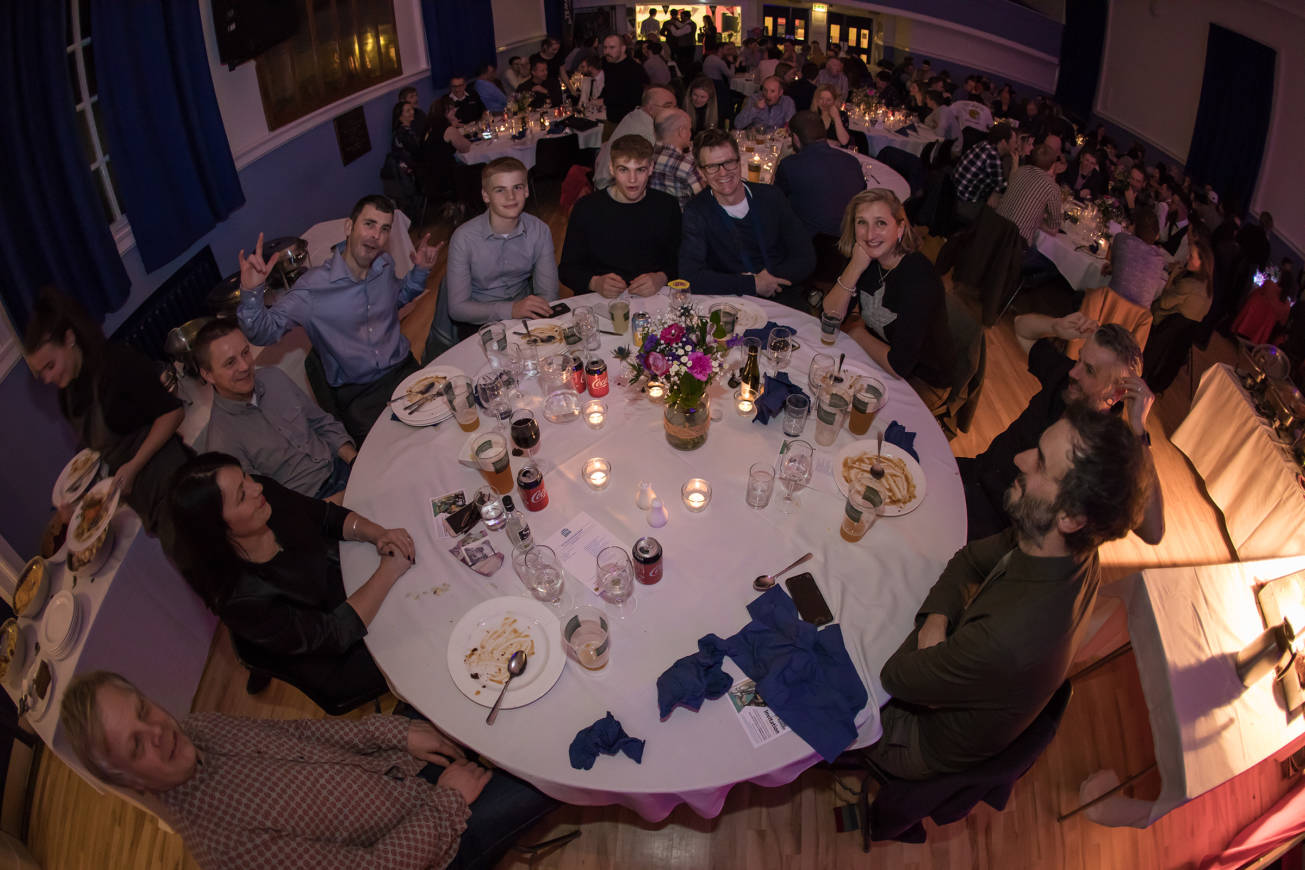 Memorial Hall Innerleithen, looking fancy for the 2019 Awards Night. Image Ian Linton